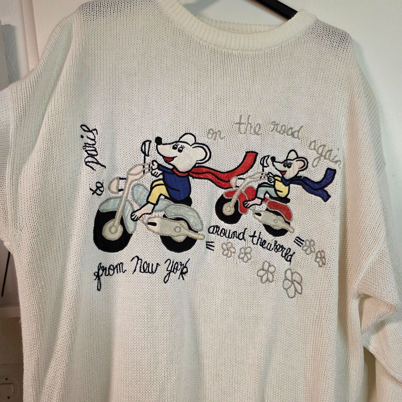 Pullover & Sweatshirts: Vintage Weisser Strickpullover, Gr.40/42, Stickerei Mäuse – Gebraucht aus Wald ZH von CapLux 8