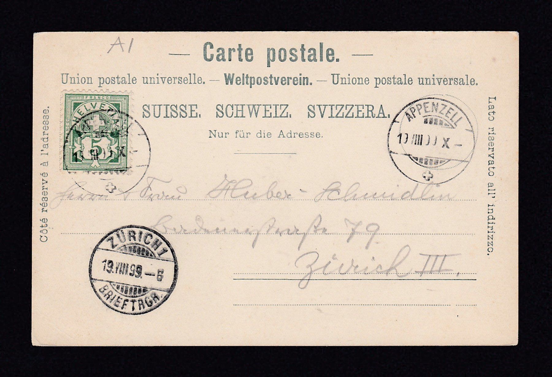 Ansichtskarten: APPENZELL 1899 – Gebraucht aus Reiden von cinfis 1