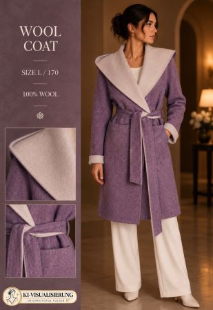Damen Wollmantel 100% Wolle  – Gr. L / 170
