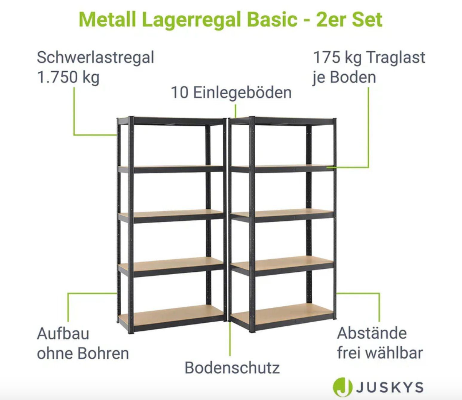 Scaffali: 2er Set Lagerregal Basic 180 x 90 x 40 cm - Gratis Versand – Nuovo e nell'imballaggio originale da Kleinwangen venduto da meinwarenkorb.ch 2