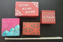 4 Weihnachtsdekoration Geschenkboxen verschiedene Motive
