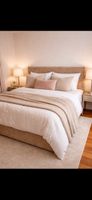 Bett Samt Beige 180cm Breit