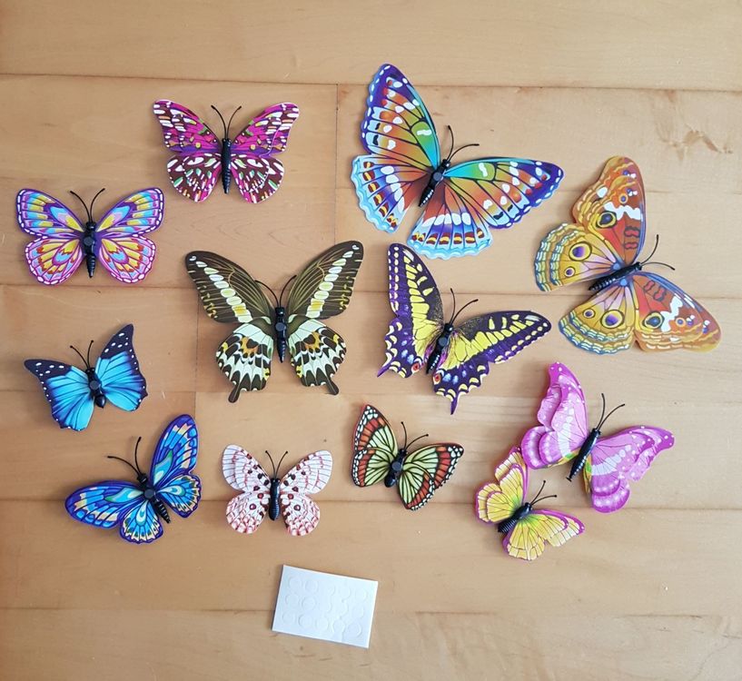 50 Bunte Schmetterlinge Mit Magnet – Ca. 6x6,5 Cm, Aus Folie, Als Mitgebsel Für Kindergeburtstage & Tombola