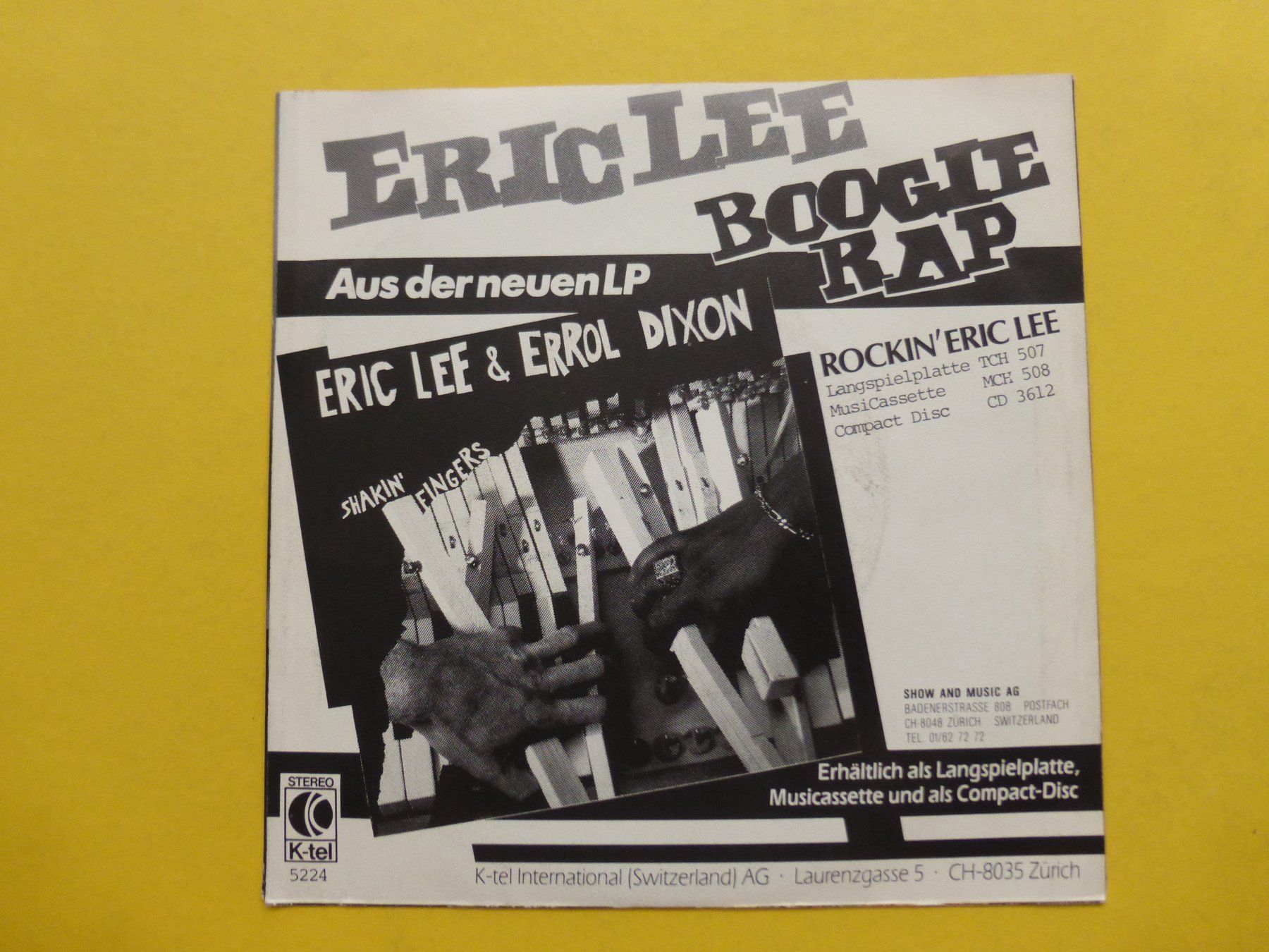 Dischi in vinile: Eric Lee – Boogie Rap – Usato da Zürich venduto da Swiss57 1