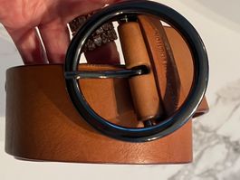 Leder Gürtel braun - XS  -'BENETTON