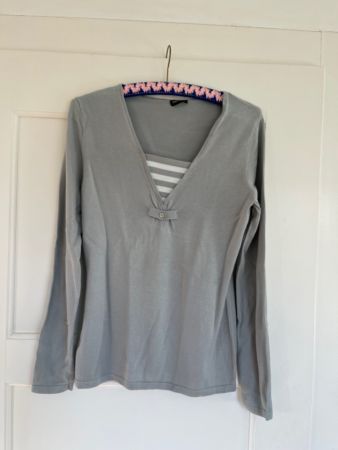 Gerry Weber Langarmshirt/ Pullover Gr. M grau-weiss