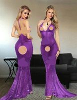 Stretch Kleid mit String & Stay ups lila Gr. XS - 2021187Sec