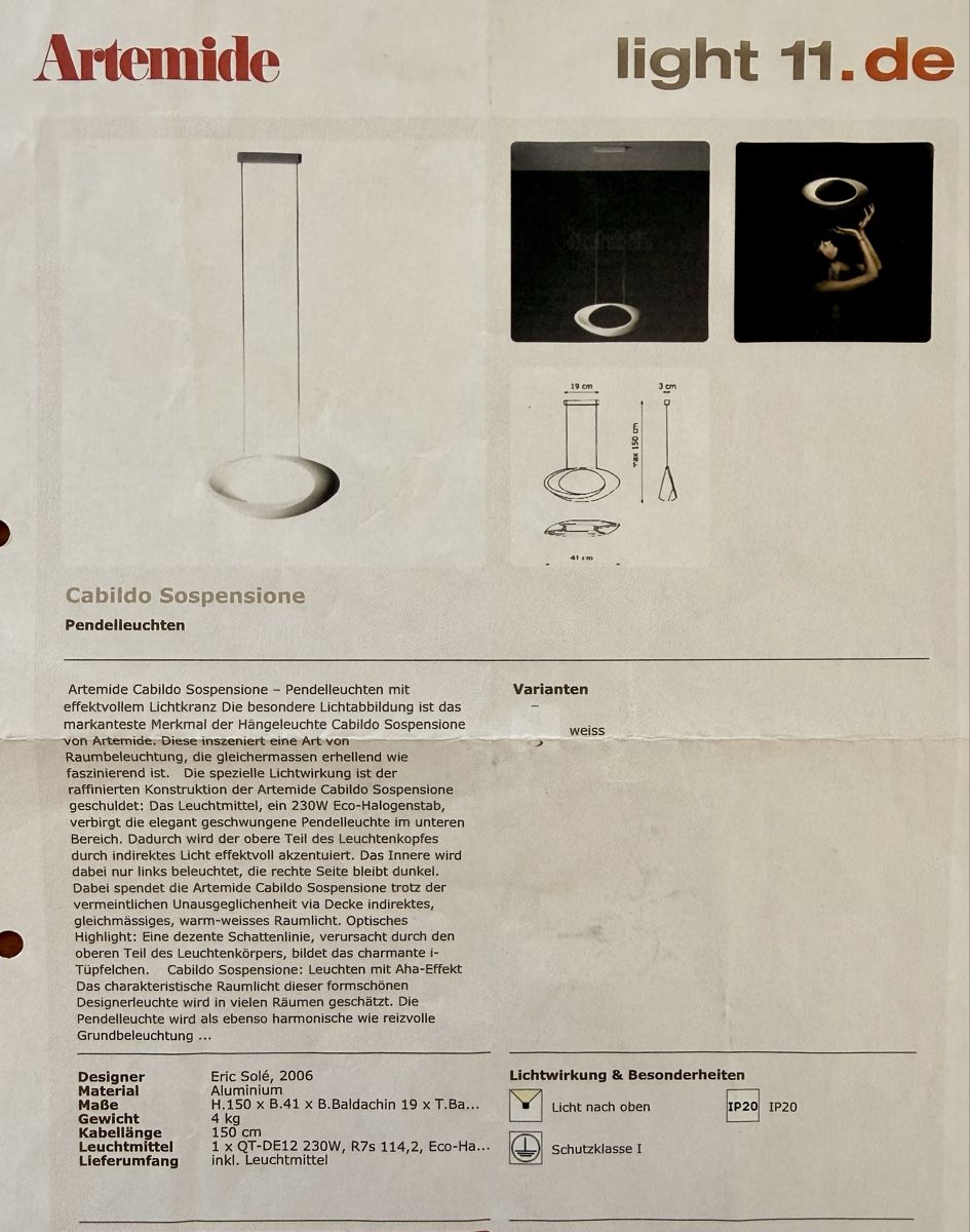 Artemide Kronleuchter & Deckenlampen: ARTEMIDE Cabildo Sospensione Pendelleuchte – Gebraucht aus Luzern von psz_757t 5