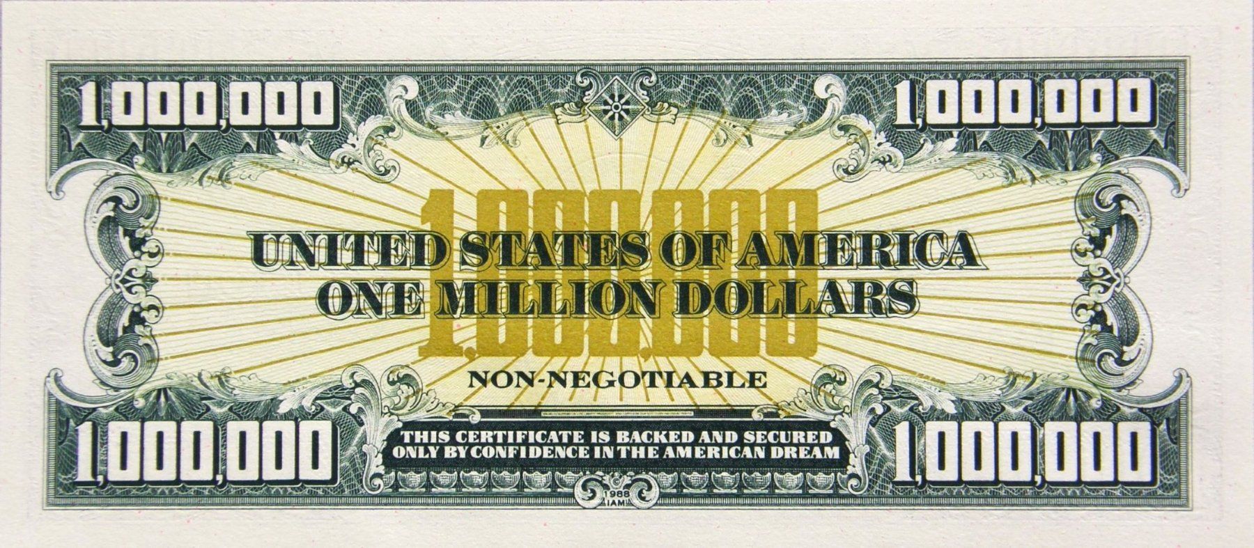 Banknoten: original 1 MILLION DOLLAR BILL 1988 – Neu und originalverpackt aus Lohn-Ammannsegg von  1
