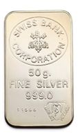 Silberbarren 50 g Swiss Bank Corporation 999.0