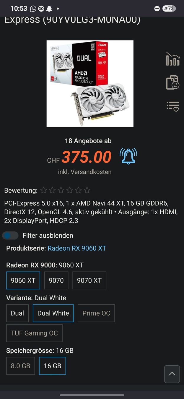 Asus Schede grafiche: RX 9060 XT 16 GB – Nuovo e nell'imballaggio originale da Zürich venduto da jac_yfm6 1