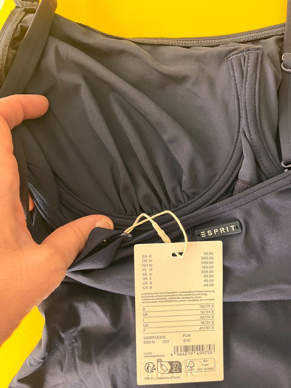 Esprit Badekleider & Bikinis: ESPRIT, Badekleid, Grösse 38/75E, Farbe Dunkelblau – Neu und originalverpackt aus Rudolfstetten von gst_g7xl 7
