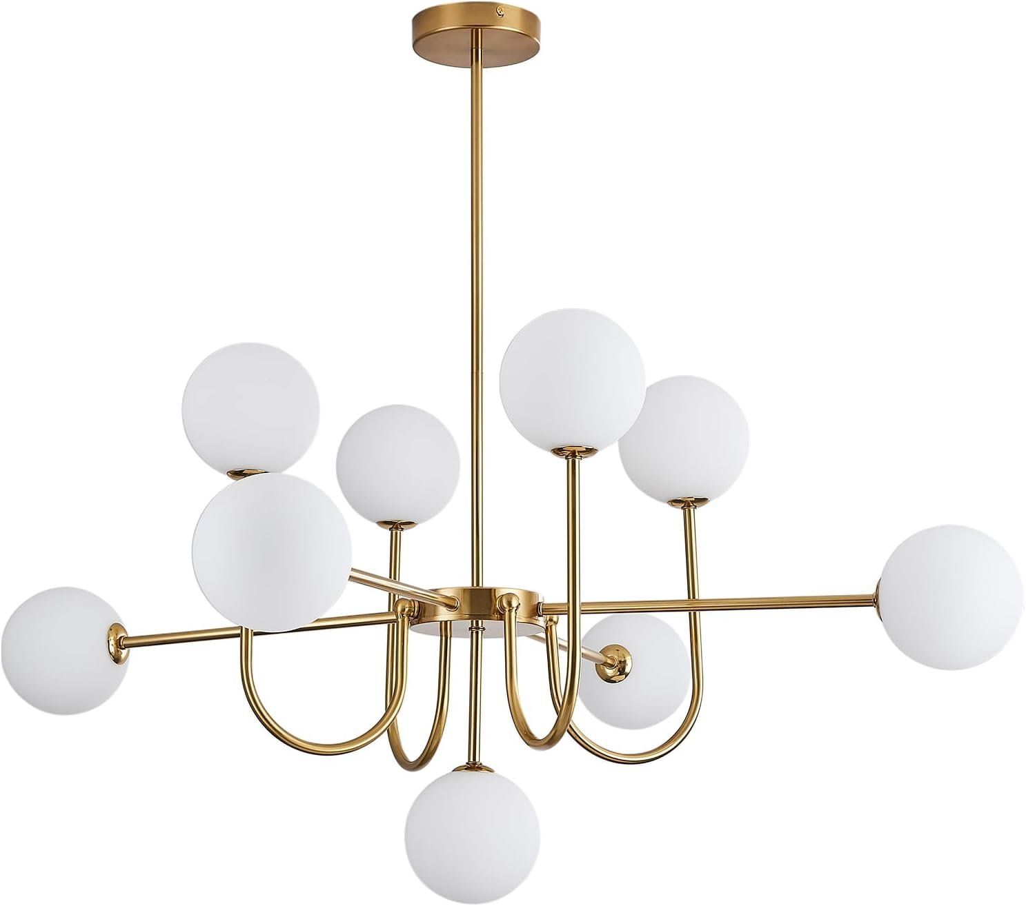 Lampadari & plafoniere: Moderne Sputnik Kronleuchter mit 9 weißen Glaskugeln – Nuovo e nell'imballaggio originale da Wittenbach venduto da VELARO 1