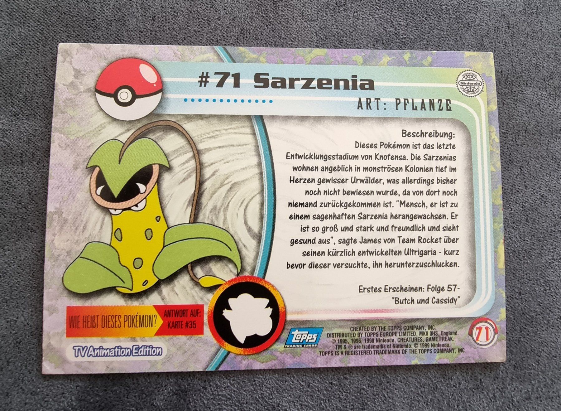 Pokémon Carte collezionabili: Pokémon Topps Holo blau #71 Sarzenia – Usato da Roggwil BE venduto da S_Cards 4