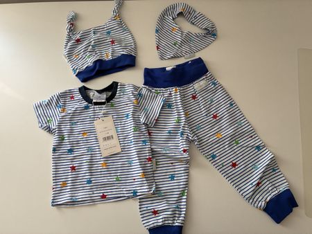 Erstlingsset Baby RainbowStars BlueStripes Groesse 80 Neu