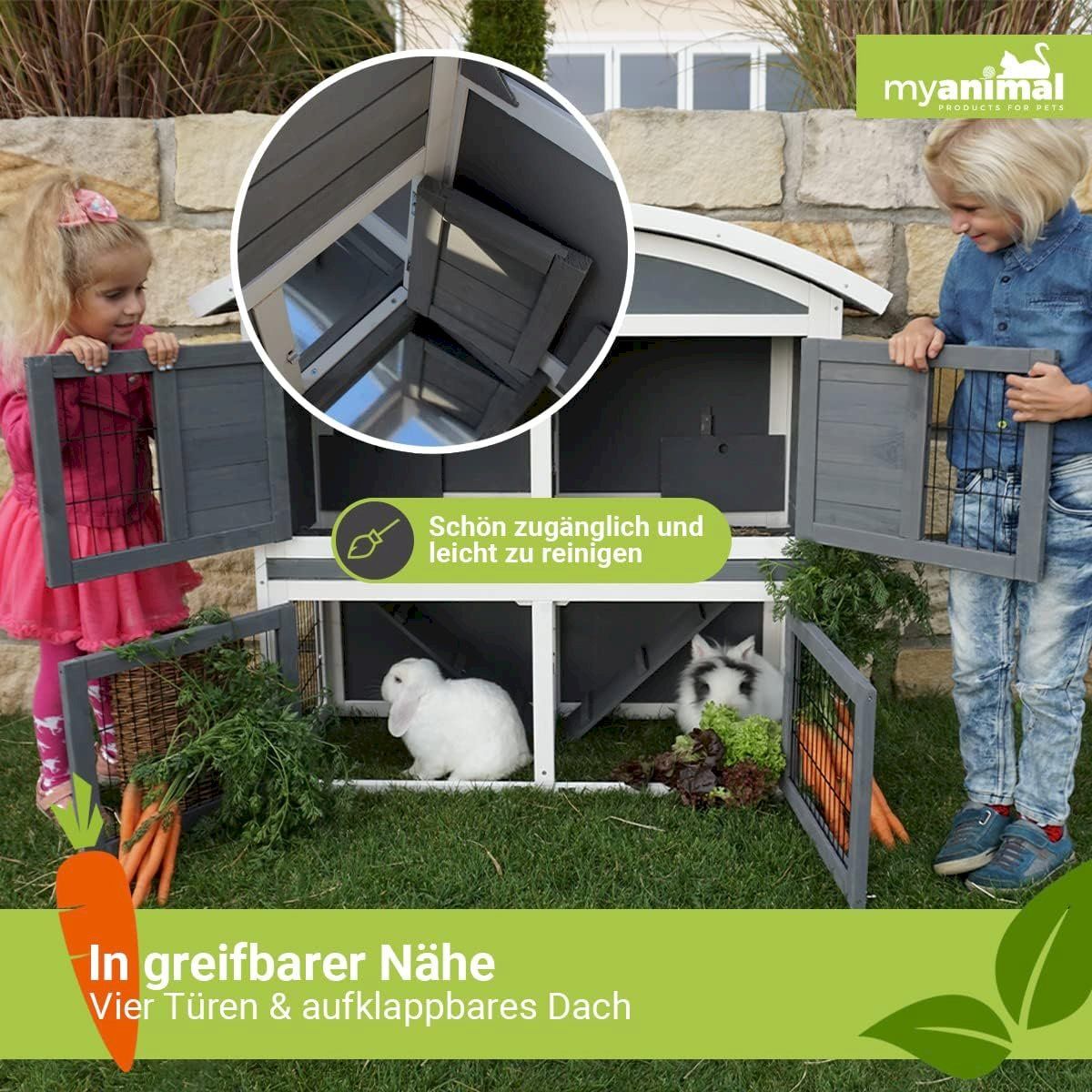 Käfige, Transport & Sicherheit: Hasenstall 2-stöckig Grau 118x55x105cm – Neu und originalverpackt aus Bottighofen von zaap 7