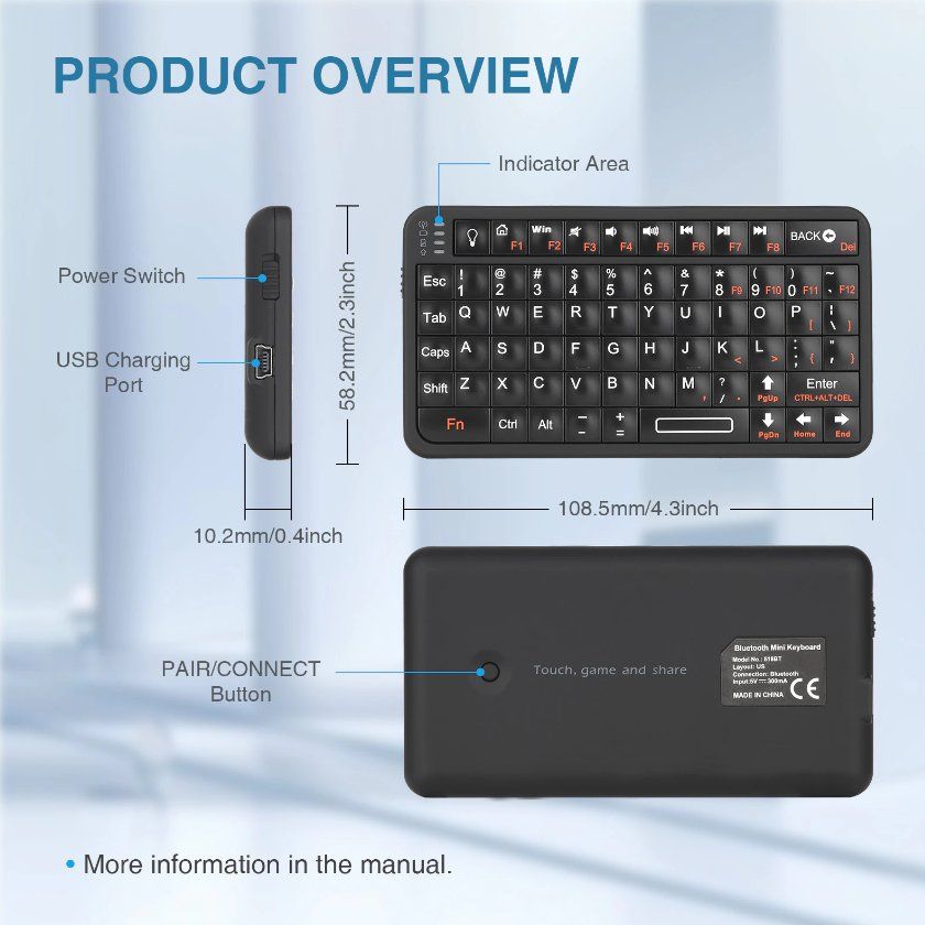 Tastiere: Rii 518BT mini Bluetooth Tastatur Keyboard Android Windows – Nuovo (secondo la descrizione) da Romanshorn venduto da pfimex 3