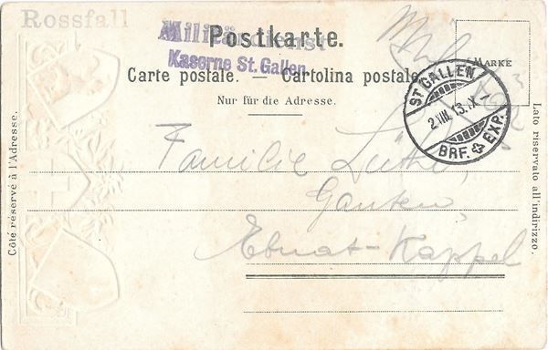 Cartoline postali: Rossfall bei Urnäsch Präge-Lithografie Feldpoststempel – Usato da Olten venduto da clotaldi 1
