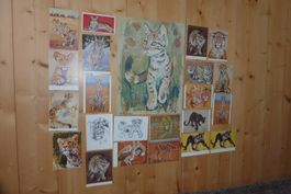 Fritz Hug,Künstler, 22 AK's & 1 Poster,Falbkatze, Raubtiere