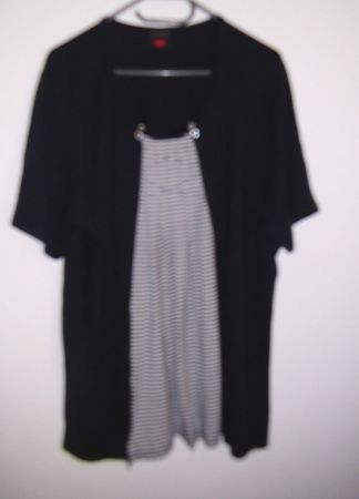 Stretch-Tunika-Shirt, Schwarz/Weiss, Gr. 50 * CPM DUE*