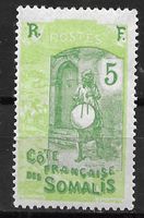 Franz. Somaliküste 1915: Trommlerin 5 Centimes gelbgrün/grün