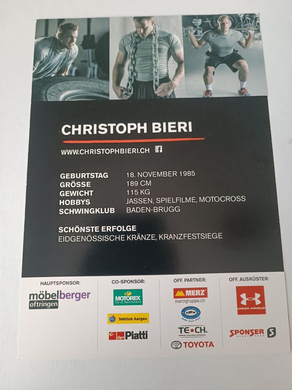 Autografi: Christoph Bierri - handsignierte A5 Autogrammkarte – Usato da Menziken venduto da Autogramme 1