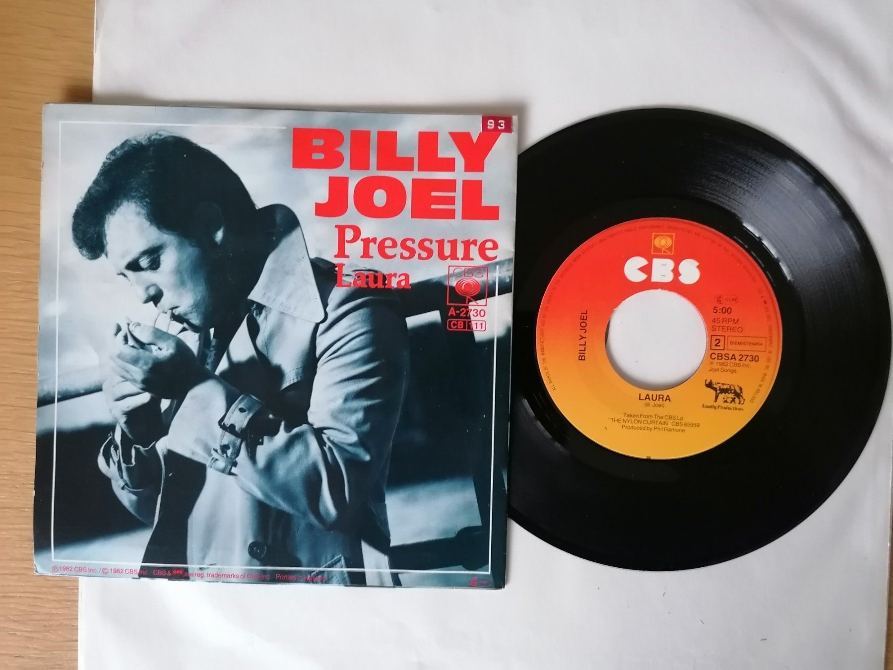 Dischi in vinile: Billy Joel - Pressure - Seltene Single Schallplatte CBS – Usato da Beinwil am See venduto da Funkthesizer 1