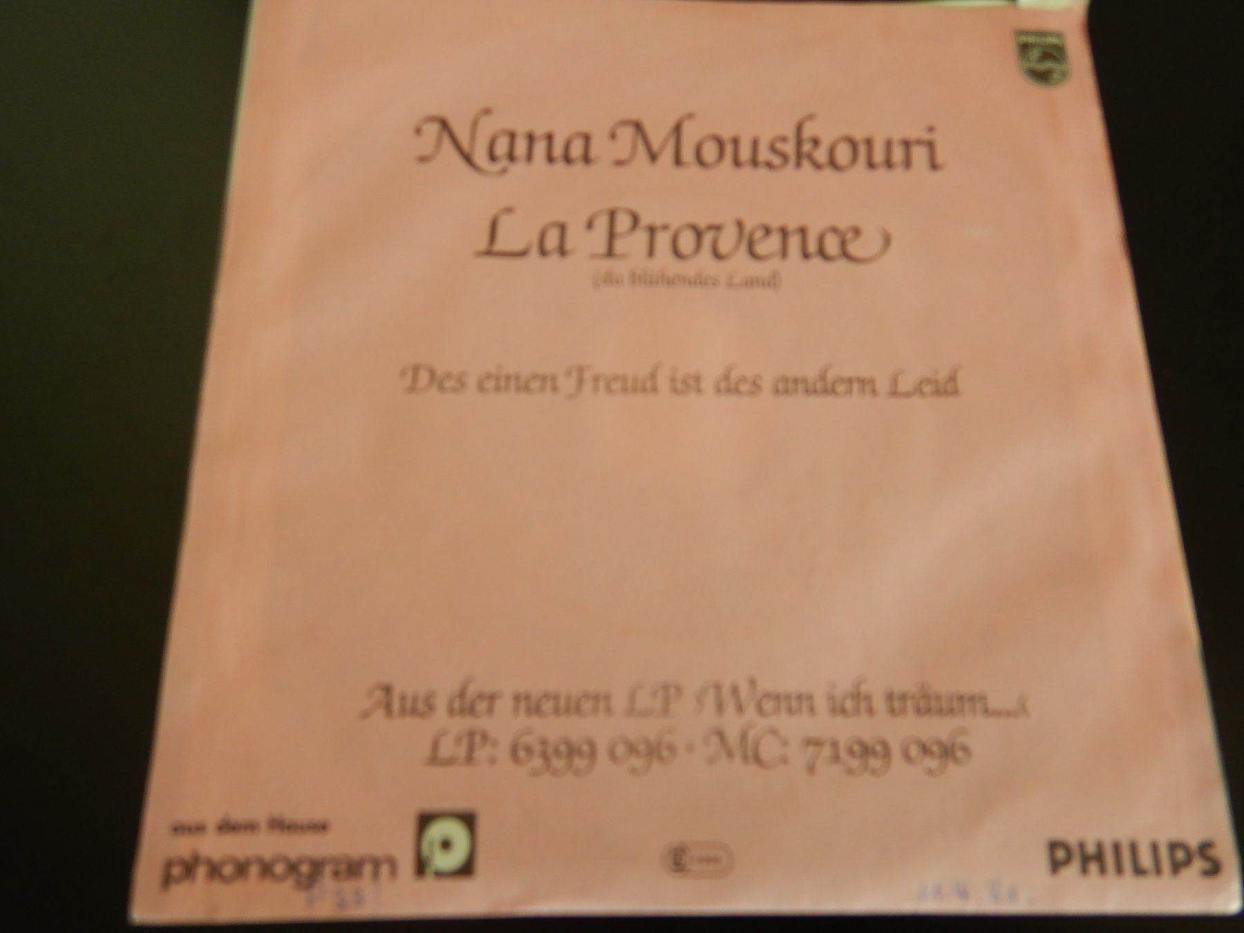 Dischi in vinile: Single 7" Nana Mouskouri La Provence – Usato da Mörschwil venduto da Monzar 2