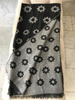 Schal grau mit Blumen, 100%Lana