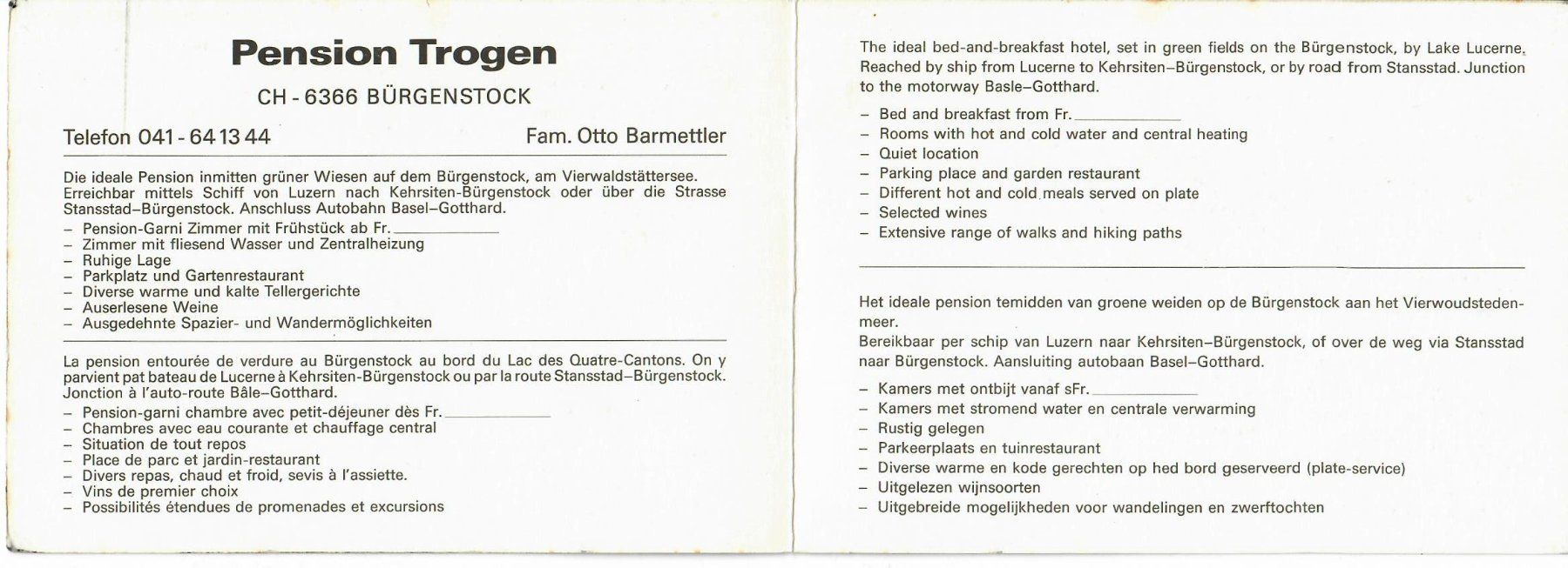 Cartoline postali: Pension Trogen Bürgenstock – Usato da Hochdorf venduto da Ziegel-16 1