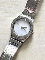 Swatch Damen Uhr Edelstahl Zirkonia weiss Zifferblatt