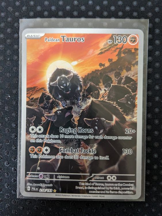 Carta Pokmon Paldean Tauros 218/193 - Edicin Paldea Evolucionado,  Ilustracin Rara, Carta De Arte Alternativo Coleccionar Pokemon Paldea  Evolucionado