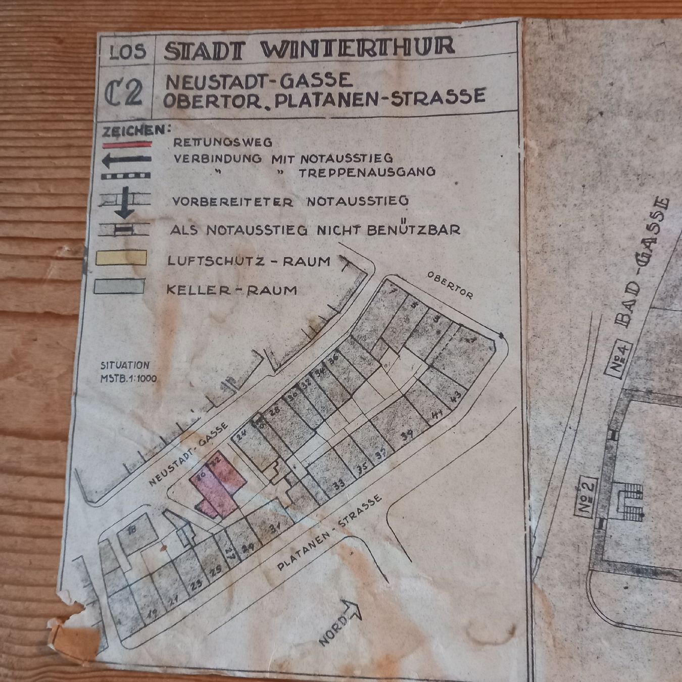 Dokumente: Stadt Winterthur 1944 Neustadtgasse Plan – Gebraucht aus Ebnat-Kappel von blazzi 1