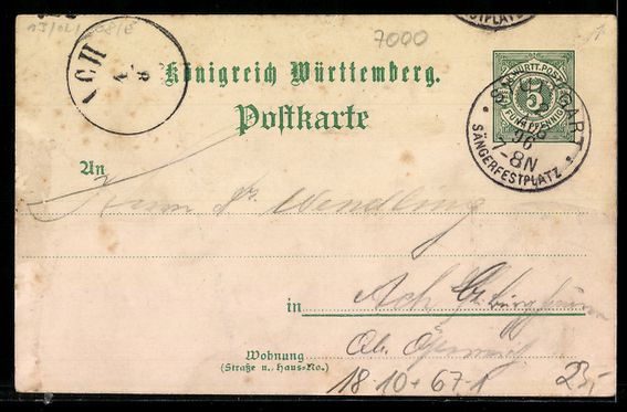 Cancelleria postale: Litho Stuttgart, Ausstellung 1896, Messe – Usato da Berlin venduto da bartko-reher 1