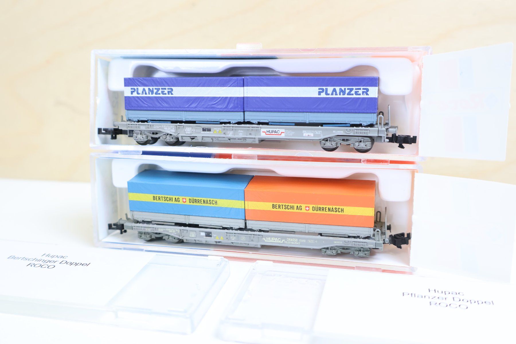 Roco Modellini di ferrovie: ROCO 2 x SBB HUPAC Wagen Set 25213/15 Spur N – Usato da Winterthur venduto da Monstera 2
