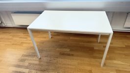 White rectangular table Metal frame Used condition
