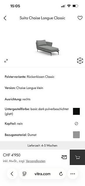 Vitra Liegen & Liegestühle: Vitra Suita Chaise Longue Classic – Gebraucht aus Zollikofen von OberliAG 7
