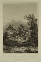 GOLDAU PARTIE AM BERGSTURZ, STAHLSTICH NACH ROHBOCK 1870