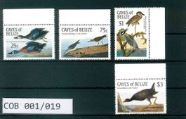 CAYES OF BELIZE 4 BRIEFMARKEN VÖGEL