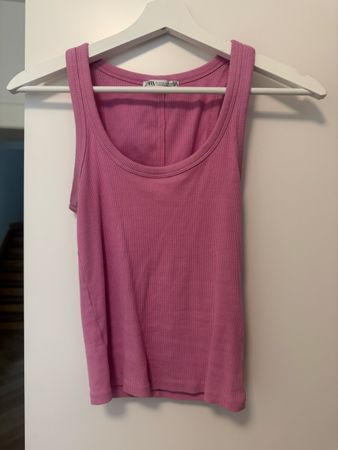 Zara Ripp-Top Pink S, Sommerliches Basic Tank Top