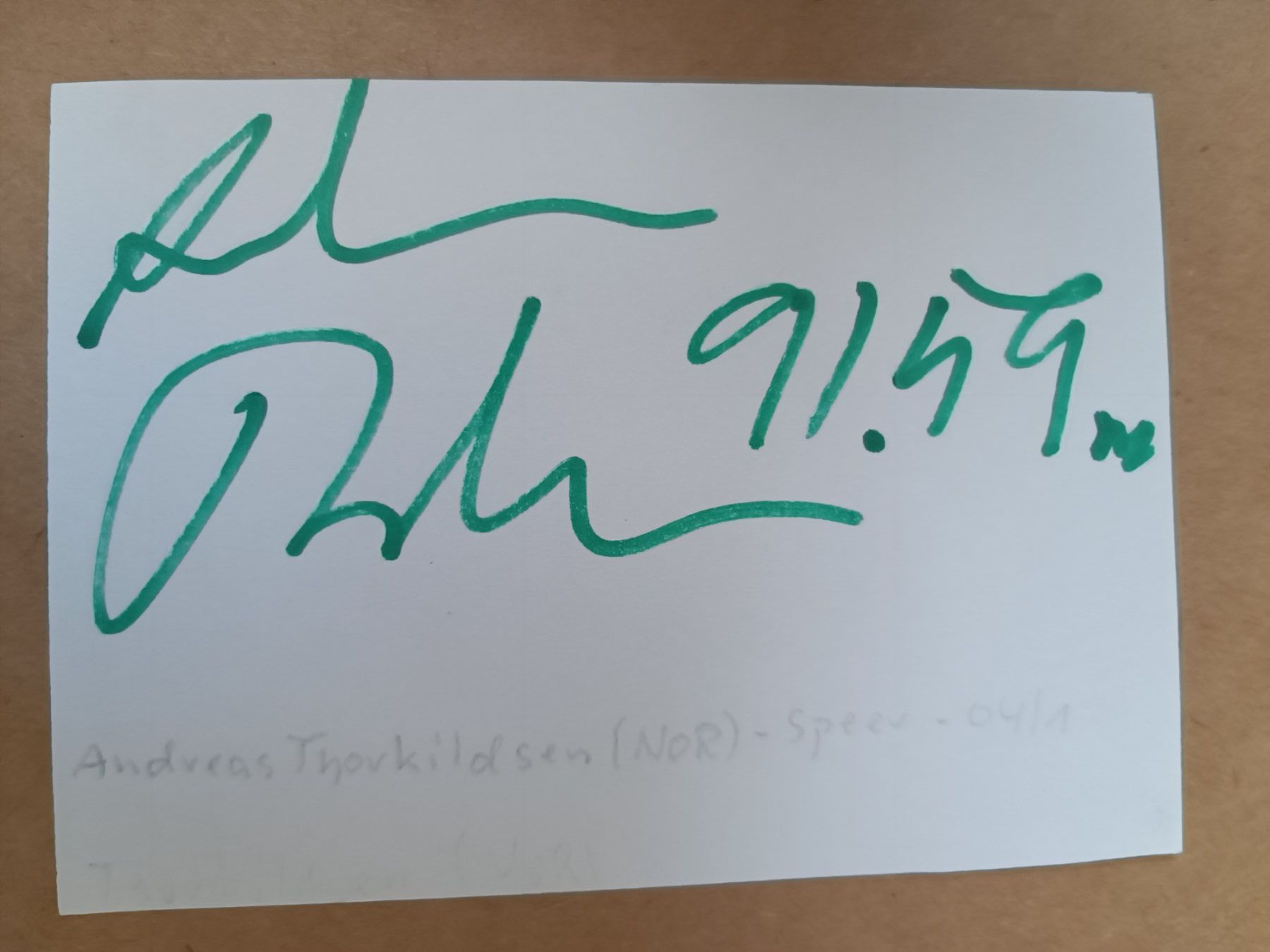 Autografi: Andreas Thorkildsen -  original Autogramm - Olympia Gold – Usato da Menziken venduto da Autogramme