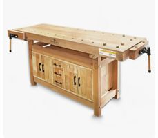 + BAMATO Hobelbank WORK-1945 mit Einbauschrank Massivholz