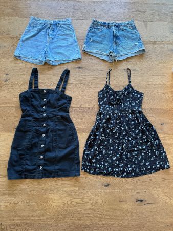 Kleiderset Sommer 2x Kleid, 2x Jeans Shorts