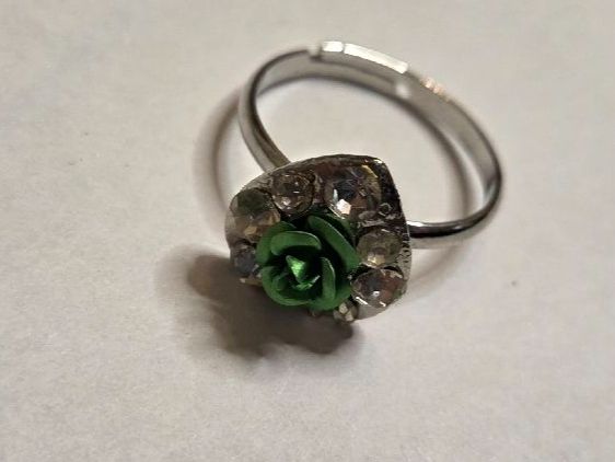 Anelli: Bague Argent Coeur Rose Verte, Taille Réglable – Nuovo (secondo la descrizione) da Territet venduto da Cenh 4