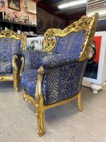 Prachtvolles Paar Barocksessel – Blau