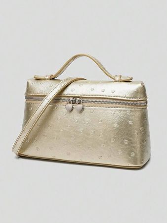 Umhängetasche Straussen-Optik Gold/Champagner – neu