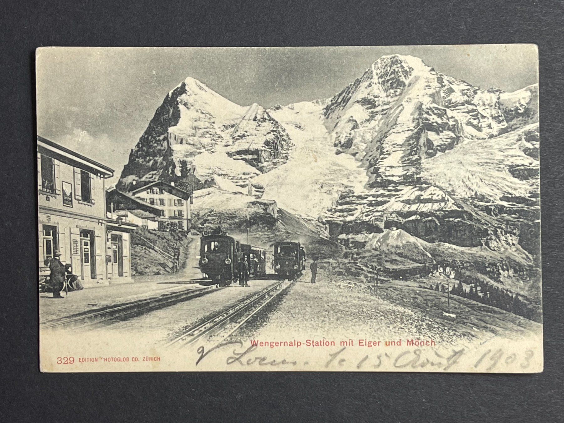 Cartoline postali: Wengernalp-Station - mit Eiger und Mönch - 1903 – Usato da Steg VS venduto da _vinci_