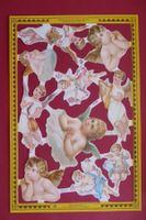 GLANZBILDER POESIE-ALBUM OBLATEN, ENGEL PUTTI BLUMEN, GB