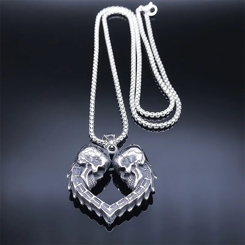 Catenine: Double Skull Heart Love Pendant – Nuovo e nell'imballaggio originale da Aarburg venduto da StavFashion