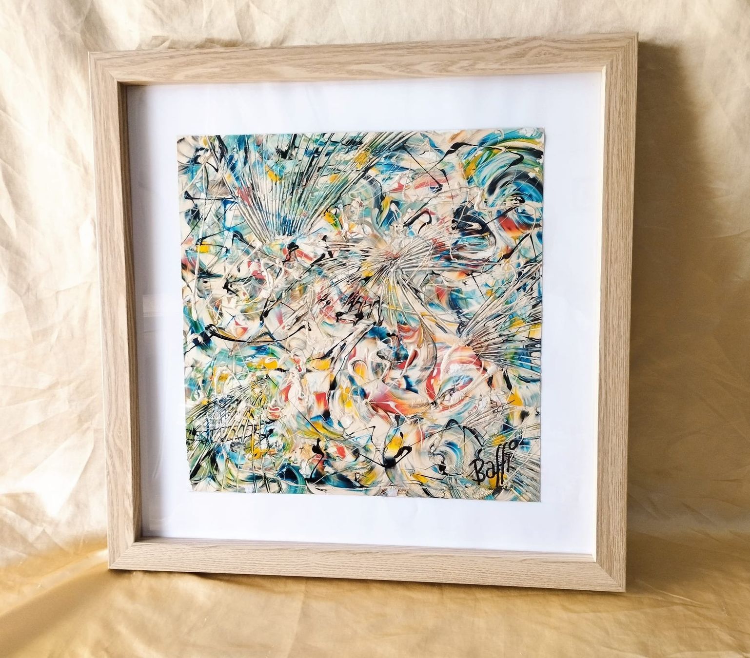 Gemälde: ✨ "BAFFI" Abstract Gem-Signed Original, 38×38 cm✨ – Gebraucht aus Dübendorf von ChromaticLibrary25 8